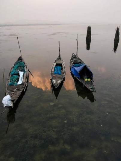 lake with boat